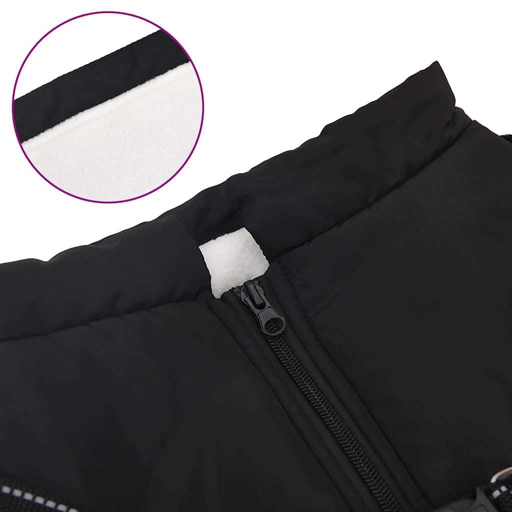 Abrigo para perros con arnés, impermeable, reflectante, negro, L68, poliéster polar, abrigo de invierno para pasear al aire libre en lluvia y nieve, con arnés ajustable y protección abdominal