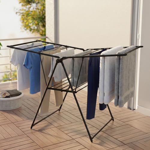 Lifelong Foldable Cloth Drying Stand | Rack for More Drying Space | Collapsible Laundry | Strong & Durable | Anti-Skid | Cloth Dryer with Iron Legs