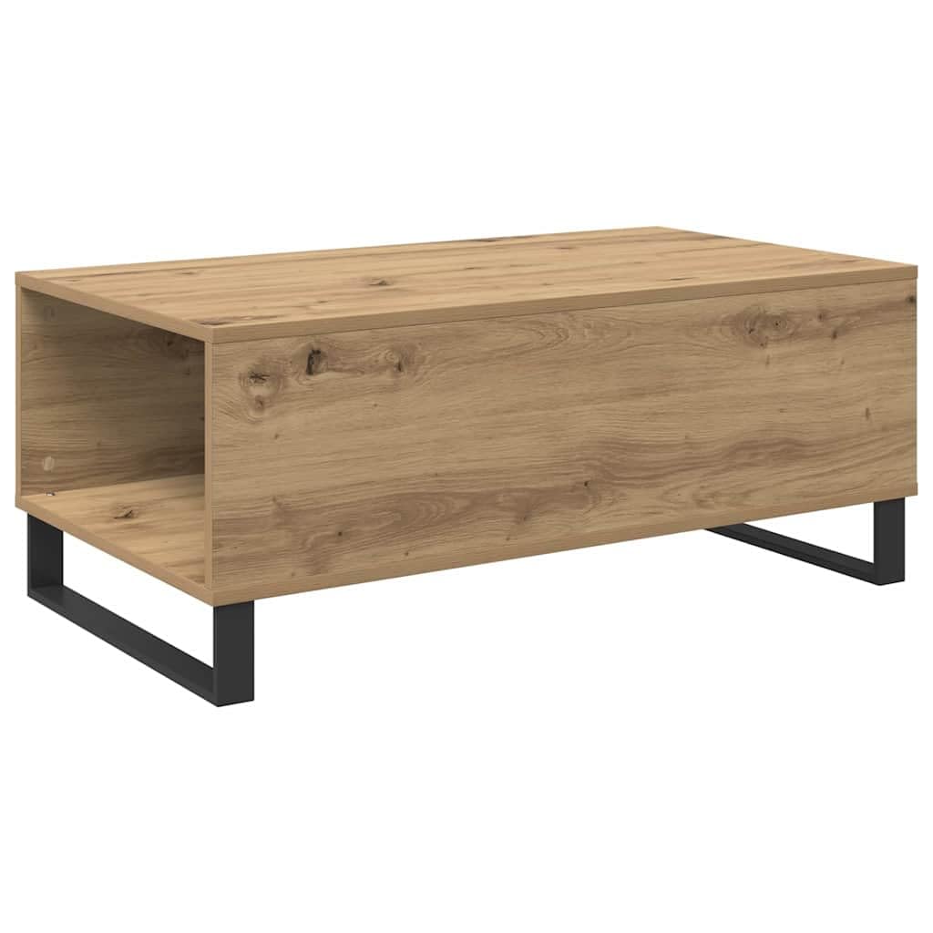 Stolik kawowy z materiału drewnopochodnego z 2 szufladami i stalowymi nogami w nowoczesnym, minimalistycznym wzornictwie do salonu, 90 x 50 x 36 5 cm