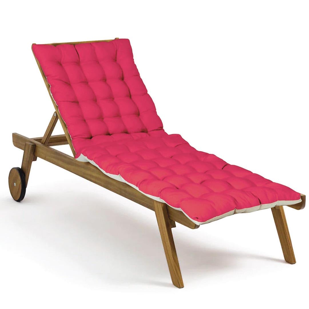 Atout Ciel Lot de 2 Coussins matelassés Bicolores pour Bain de Soleil, transat en Tissu déperlant 190x60cm, Framboise/Beige
