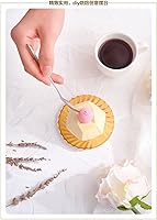 Vista 4 de Mini tableros para pasteles de 2.4 pulgadas, 100 piezas, cartón desechable dorado con base recubierta a prueba de grasa, perfecto para decoración