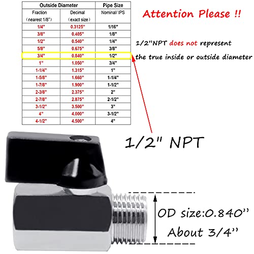 Beduan 1/2" Brass Mini Ball Valve NPT Female x Male Shut-Off Valve by beduan - Image 2