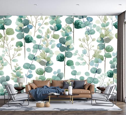 Papier peint fresque eucalyptus pour chambre à coucher parentale