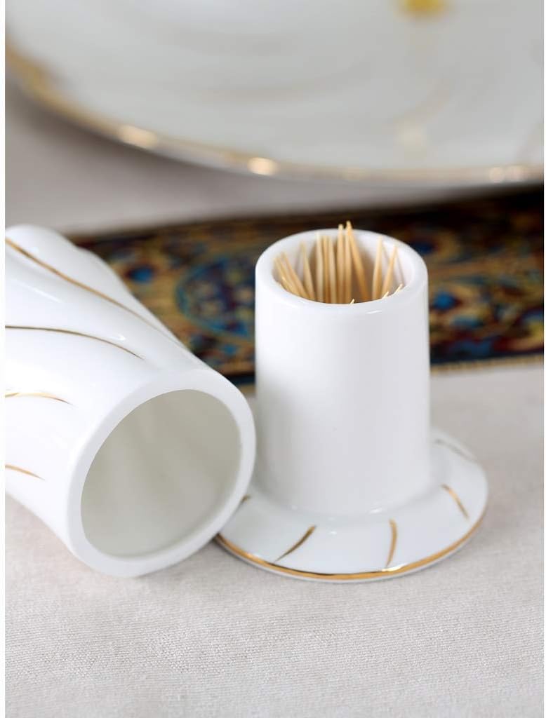Toothpick Dispenser Ceramics Toothpick Holder Portable High-end Toothpick Dispenser Creative Toothpicks Case Unique Home Design Decoration Unusual Gift (Color : White)
