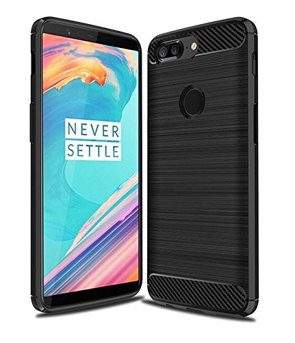 PlusCarbon Fiber Brushed Texture Shockproof Back Case Cover for Oneplus 5T - Midnight Black