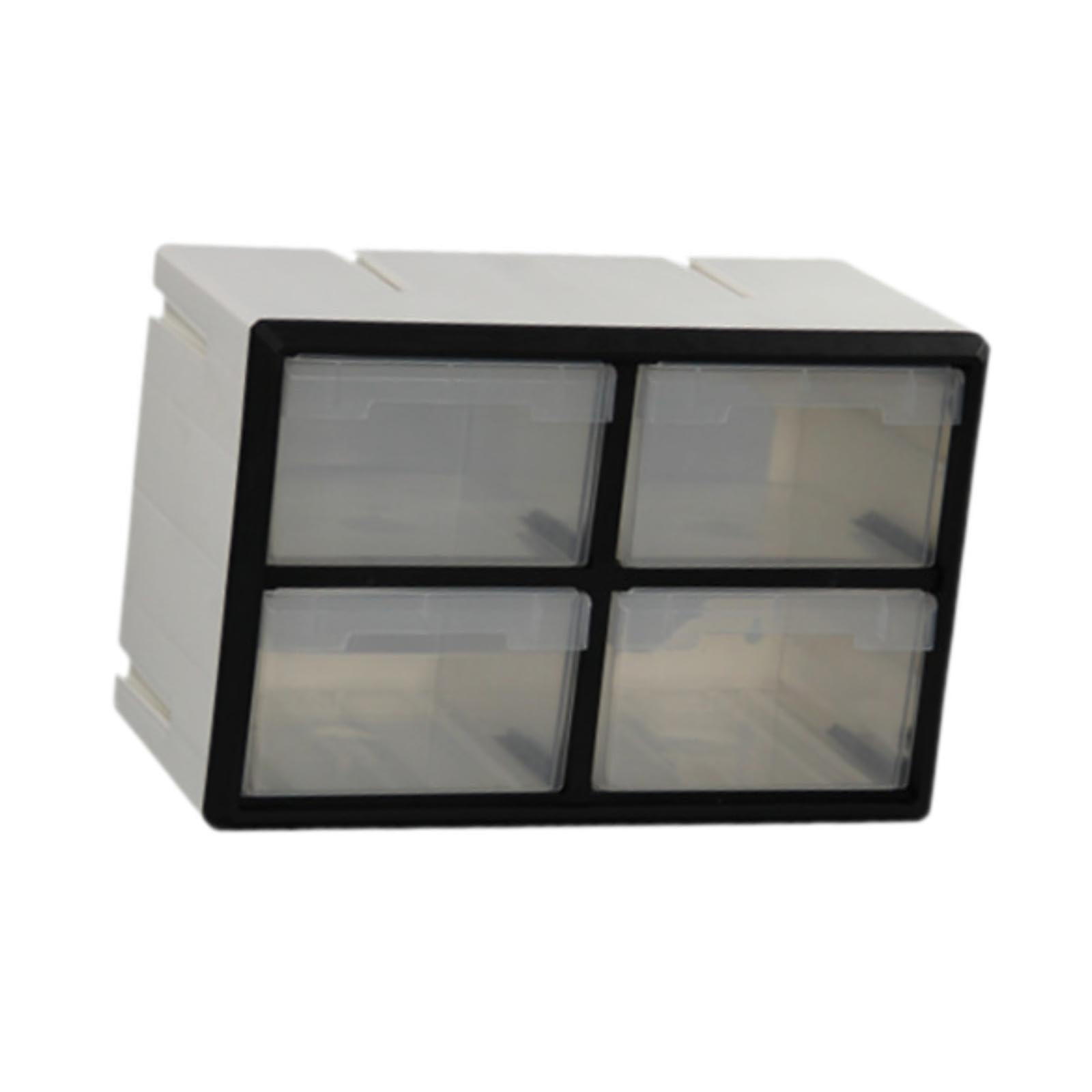 Contenitore organizer per scomparti con perline di ricambio che offre spazio di archiviazione personalizzabile per piccoli oggetti, gioielli e forniture per ufficio, Bianco, 4 cassetti