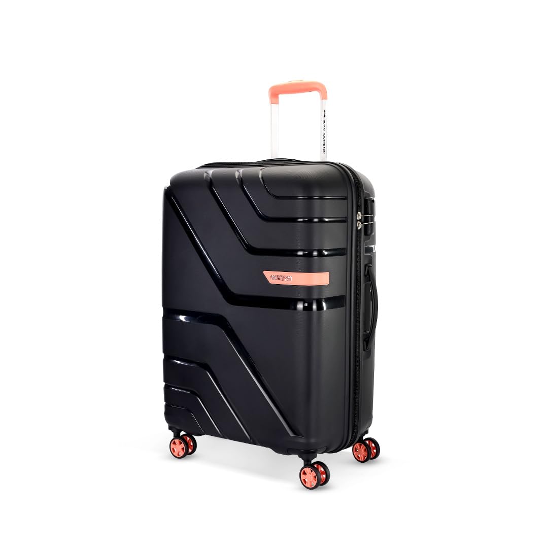 american tourister Upland Sport 68 CM Medium Check-in Luggage, Polypropylene (PP) Hardside 8 Wheels Spinner Luggage with Combination Lock, Suitcase/Trolley Bag for Travel - Black-picture-49
