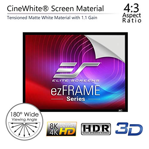 Image of Elite Screens ezFrame Series, 84-inch Diagonal 4:3, Fixed Frame Home Theater Projection Projector Screen, Model: R84WV1