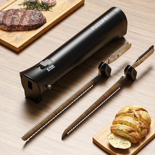Comparison: Best Electric Knife For Cutting Meat 8 Fuzzipet Cordless Electric Knife, Electric Bread Knife with 4 Stainless Steel Blades, Electric Cutting Knife for Cutting Meats, Fish, Poultry, Bread, Cheese & More (Black)