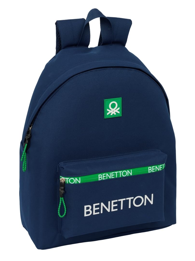 Safta BENETTON GREEN - Day Pack Infantil, Mochila Infantil, Calidad y Máxima Resistencia, Cómoda y Versátil, 33x15x42 cm