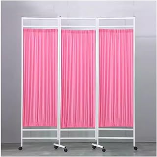 Pantalla De Privacidad Plegable Con Ruedas – Separador De Ambientes Con Ruedas Para Partición De Privacidad Interior, Ideal Para Oficina, Salón De Belleza, Hospital – Separ(Size:Set of 3,Color:Rosa)