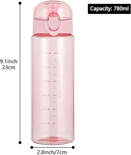 Miniatura 2 de Lizbin Botella de agua deportiva, botella de agua transparente reutilizable sin BPA, botella de agua de plástico a prueba de fugas con correa de
