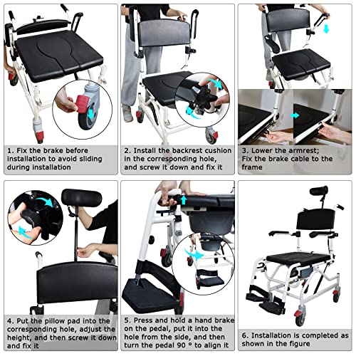 Yhk Reclining Shower Chair, Adjustable Multi-Function Chair, Tilt Shower Chair With Adjustable Headrest And Commode, Bedside Accessories For Seniors, Medical Shower Chair For Adults #TOP2