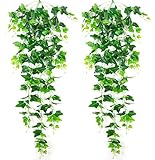 YYaaloa Room Decor Aesthetic Fake Plants, 2 Pack 35 Inch Ivy Artificial Plants for Home Decor Wall Decor Bedroom Decor Kitchen Decor Office Decor Wedding Decorations and Outdoor Decor (Ivy Leaves)