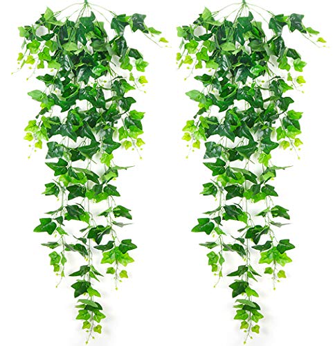 YYaaloa Room Decor Aesthetic Fake Plants, 2 Pack 35 Inch Ivy Artificial Plants for Home Decor Wall Decor Bedroom Decor Kitchen Decor Office Decor Wedding Decorations and Outdoor Decor (Ivy Leaves)