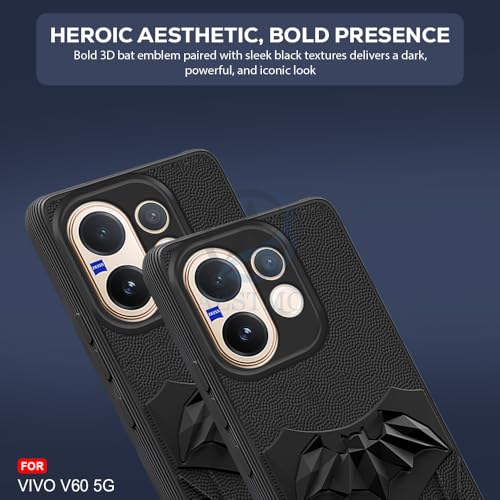 Image of AESTMO Back Cover for Vivo V60 / V60E / T4 Pro 5G | Stylish | Soft Silicone | Shockproof | Camera Lens Protection Back Cover (Black)