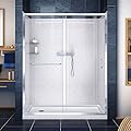 DreamLine Infinity-Z 30 in. D x 60 in. W x 76 3/4 in. H Clear Sliding Shower Door in Chrome, Left Drain Base and Backwalls, DL-6116L-01CL