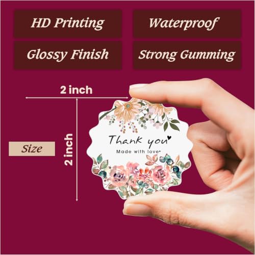 Image of Trifirt Self Adhesive Thank You Stickers for Packaging | Waterproof Vinyl Labels for Small Business, Gift Wrapping, Envelopes, Boxes & Mailers | Strong Adhesive, Easy Peel & Stick (Pattern 8)