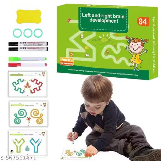 Image of Reusable Magic Tracing Workbook for Kids (Ages 3-8) |Practice Letters, Numbers, Shapes Lines with Disappearing Ink |Preschool Handwriting Pen Control Learning Book (32 Pages, 4 markers)