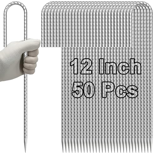 VVOKGO 12-inch Rebar Stake J Hook Galvanized 50-pack