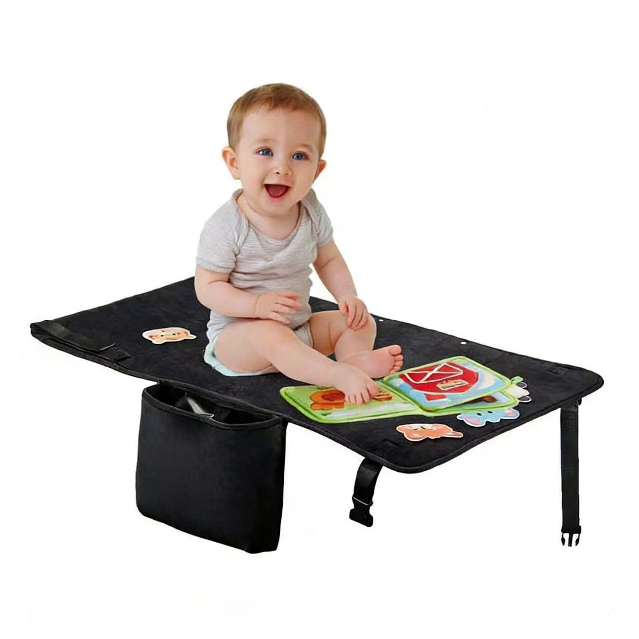 Toddler Airplane Bed with Cloth Book, Portable Airplane Seat Extender Travel Bed for Kids, Soft Baby Plane Travel Essentials for Flying, Toddlers Long Flight Must Haves Footrest
