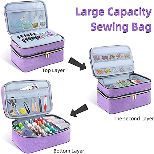 Lrtzizy Sewing Supplies Organizer Bag, Double-Layer Sewing Box Organizer Accessories Storage Bag,B - Image 2