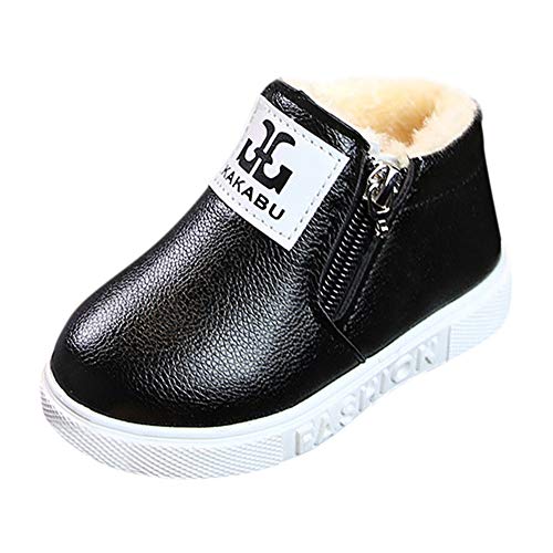 KONFA Teen Toddler Baby Girls Boys Winter Warm Fashion Zipper Shoes,for 1-6 Years,Kids Anti-slip Rubber Sole Snow Boot Sneakers (Black, 18-24 Months)