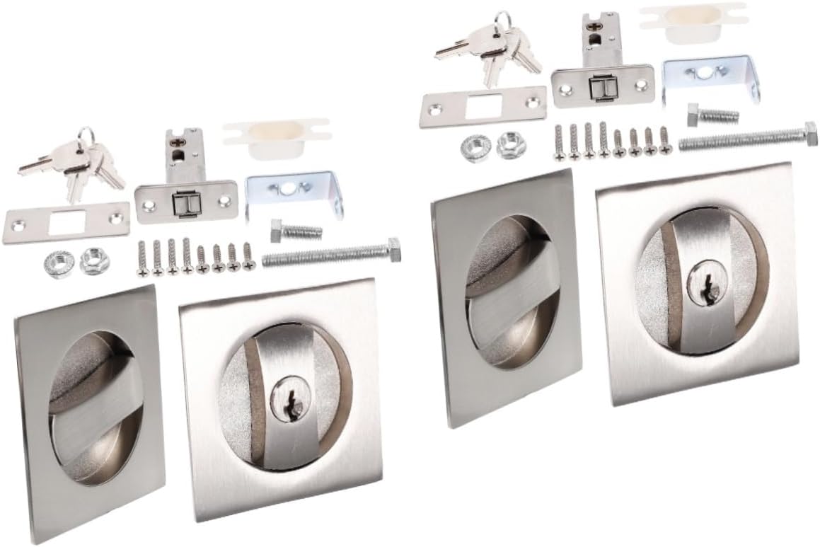 Balacoo 2 Sets Invisible Pocket Door Lock Modern Hardware for Enhanced Privacy for Bedrooms Bathrooms Sleek Thin Design for Sophisticated Interiors