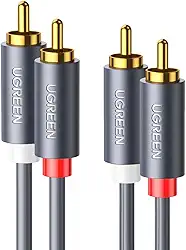 Cabo Áudio Ugreen 2RCA para 2RCA Macho 2M Preto Conexão Alta Fidelidade Som Estéreo Perfeito Para Home Theater Sistemas Som Automotivo Performance Profissional
