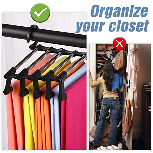 Gruccia Pantaloni, 4Pcs Appendini Salvaspazio Armadio, Antiscivolo Appendiabiti per Pantaloni Magici, Porta Pantaloni per Armadio,Gruccia Appendiabiti, Gruccia Pantaloni (Nero) - Image 4