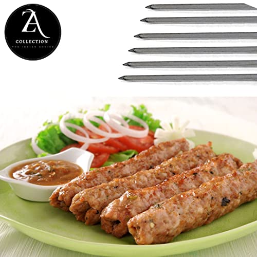 Image of A Z Collection Heavy Iron Square-Shape Kabab Seekh - Extra Heavy Flat Skewers for Kebab, Turkish Style & Paneer Tikka - 24 Inch - Pack of 6
