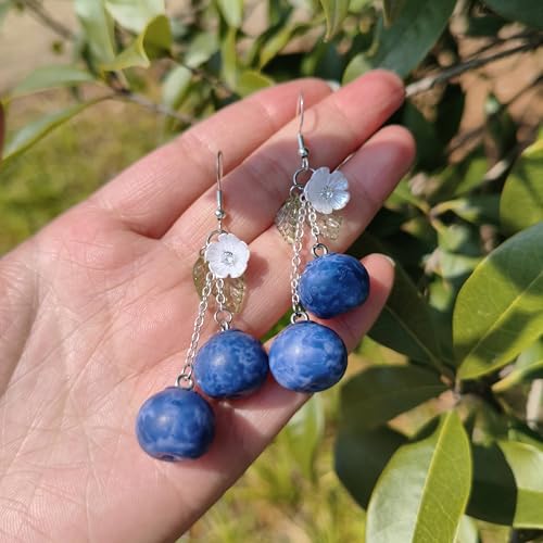 Lemon Blueberry Raspberry Fruit Earring Glass Beaded Dangle Drop Earrings Gold Silver Plated Resin Hypoallergenic Handmade Earrings Cute Fashion Summer Earrings For Women2