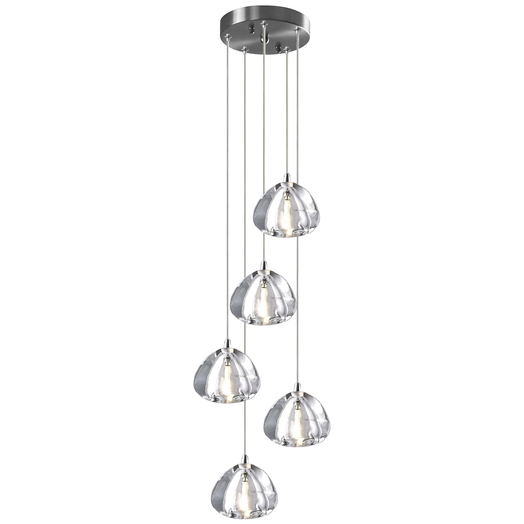LYMSXAZOU Modern LED Crystal Drop Pendant Light Ceiling Chandelier for Foyer Entryway Staircase Bedroom - Stylish Dome Hanging Lamp Home Decor and Illumination