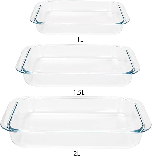 Miniatura 5 de Paquete de 2 platos oblongos de vidrio templado de 1 cuarto de galón, utensilios para hornear y utensilios de cocina de tamaño personal