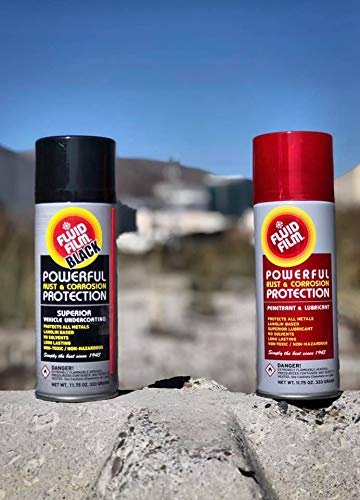Fluid Film Black (6 Aerosol Cans) with DU-Most 2\' Extension Hose & Nozzle, Long Lasting Corrosion Prevention, Penetrant & Lubricant, Marine, Automotive & Snow-Handling Vehicles Undercoating, 11.75 Oz
