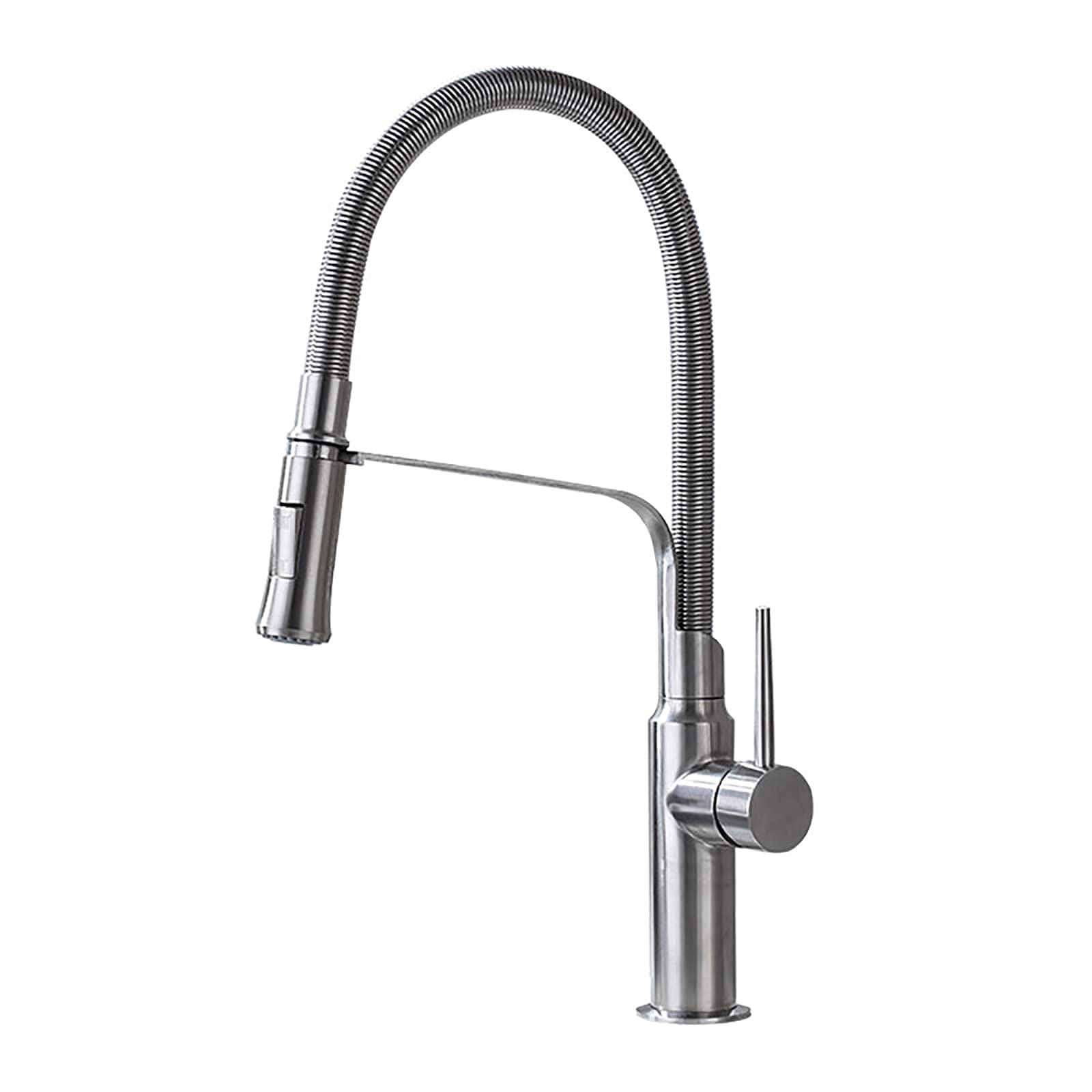 VDOQTLJT Swivel Kitchen Faucet with Pull Down Sprayer Stretchable Spring Deck Mounted Sink High Arc Single Handle Tap(Brushed Nickel)