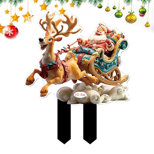 クリスマス ガーデン ステーク - クリスマス フィギュア 装飾ステーク - パーティー用品屋外装飾サインポーチ・芝生・プランター・パティオ・植木鉢・通路用