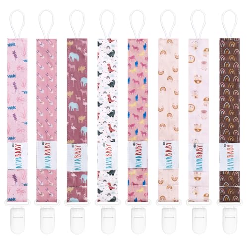Image of ALVABABY Pacifier Clips 8 Pack Pacifier Binky Paci Holder Leashes for Baby Teethers 8DP09