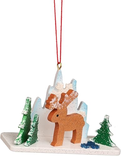 10-0920 - Adorno Christian Ulbricht - Paisaje de hielo con renos - 2.8" H x 2" W x 1.15" D