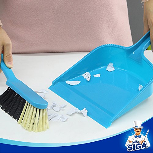Image of MR.SIGA Dustpan and Brush Set, Pack of 4 Set, Blue & Grey