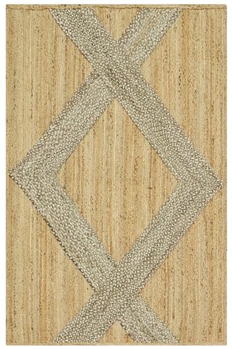 CASAVANI Kilim dywan pleciony dywan, beżowy i brązowy dywan z juty, czysty, ręcznie tkany dywan, dywan o dużej powierzchni, do sypialni, salonu, jadalni