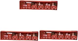 TOYANDONA Decoração De Festa De Natal 3 Pçs Jardim De Infância Trem De Madeira Ornamento De Natal Brinquedo Presente Mini Trem De Madeira Ornamento Bonito Trem De Madeira Ornamento De