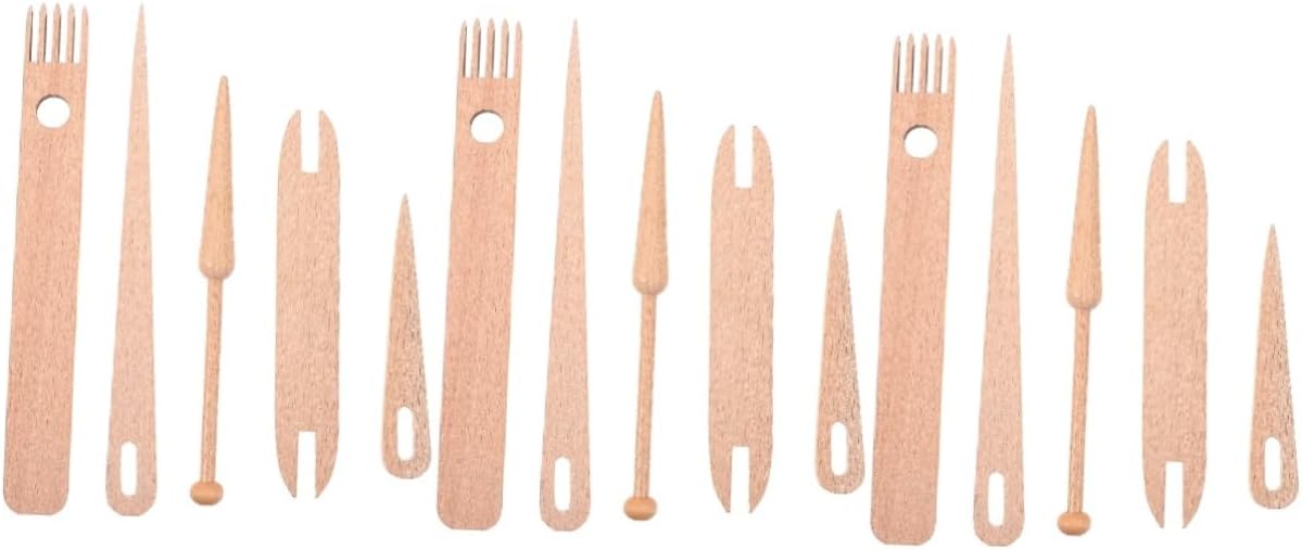 Hohopeti 3sets Weaving Tools Wooden Needles Shuttle Tapestry Bobbin Comb for Crafting and Knitting Projects Smooth Finish for Easy Weaving