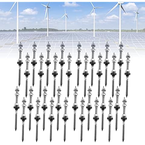 Solar Hanger Bolts SUS 304 Stainless Steel M10 x 200 mm Waterproof Durable Important Solar Panel Mounting Accessories for The Connection of Solar Panels/photovoltaic Systems (32PCS) Cover