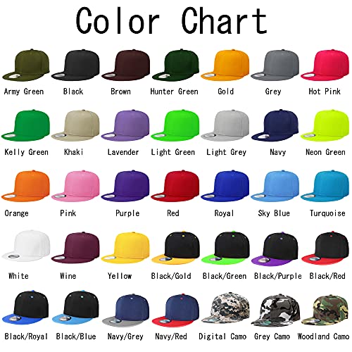 Image of Falari Wholesale 12 Pack Snapback Hat Cap Hip Hop Style Flat Bill Blank Solid Color Adjustable Size (12-Pack White /Black, One Size)
