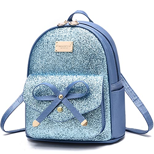 IHAYNER Women's Cute Glitter Sequin Mini Backpack - Small Bowknot Leather Purse Fashion Backpack