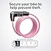 Schwinn Combination Bike Lock in Braided Steel Cable, 5 feet x 8 mm Anti Theft Bicycle Lock, Pink, Security Level 1