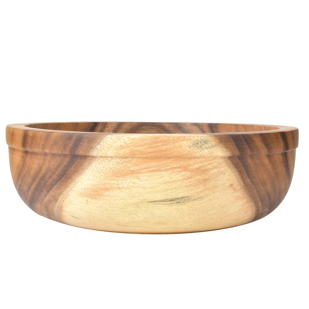Acouto Ensaladera de madera para el hogar, cocina, sopa, fruta, ensalada, contenedor de alimentos, herramientas de vajilla (32,5 x 10,5 cm)