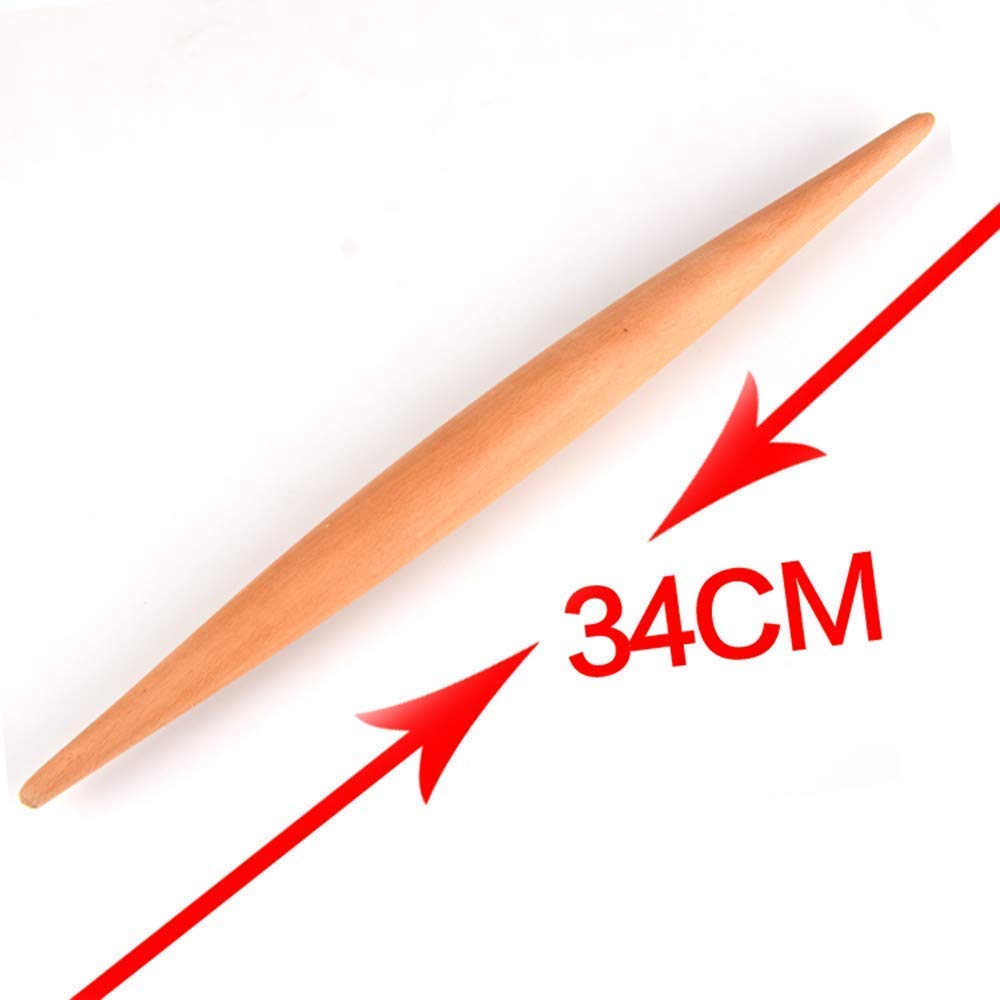 Rodillo de pastelería, rodillo de madera, Rodillo de amasar de madera de haya for hornear, 58 cm de largo, ideal for fondant, galletas, fideos y masa de pizza