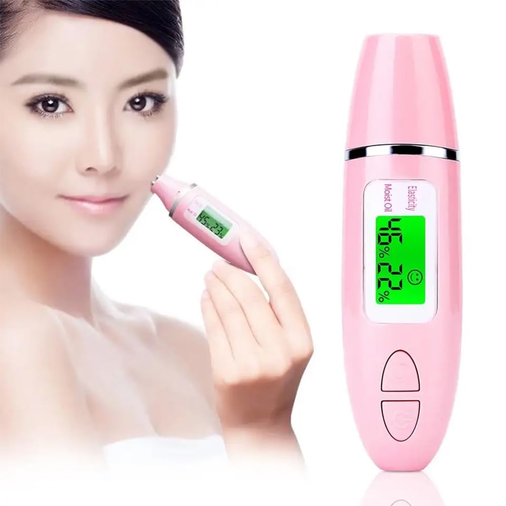 TsoLay Probador De Piel Facial, Probador De Aceite para La Piel con Pantalla LCD, Sonda Altamente Sensible, Prueba La Humedad, El Aceite Y El Fluorescente De La Piel, Fácil De Usar Y Transportar